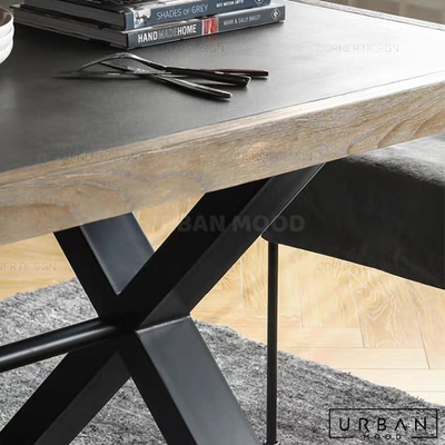 RESIDE Industrial Solid Wood Dining Table