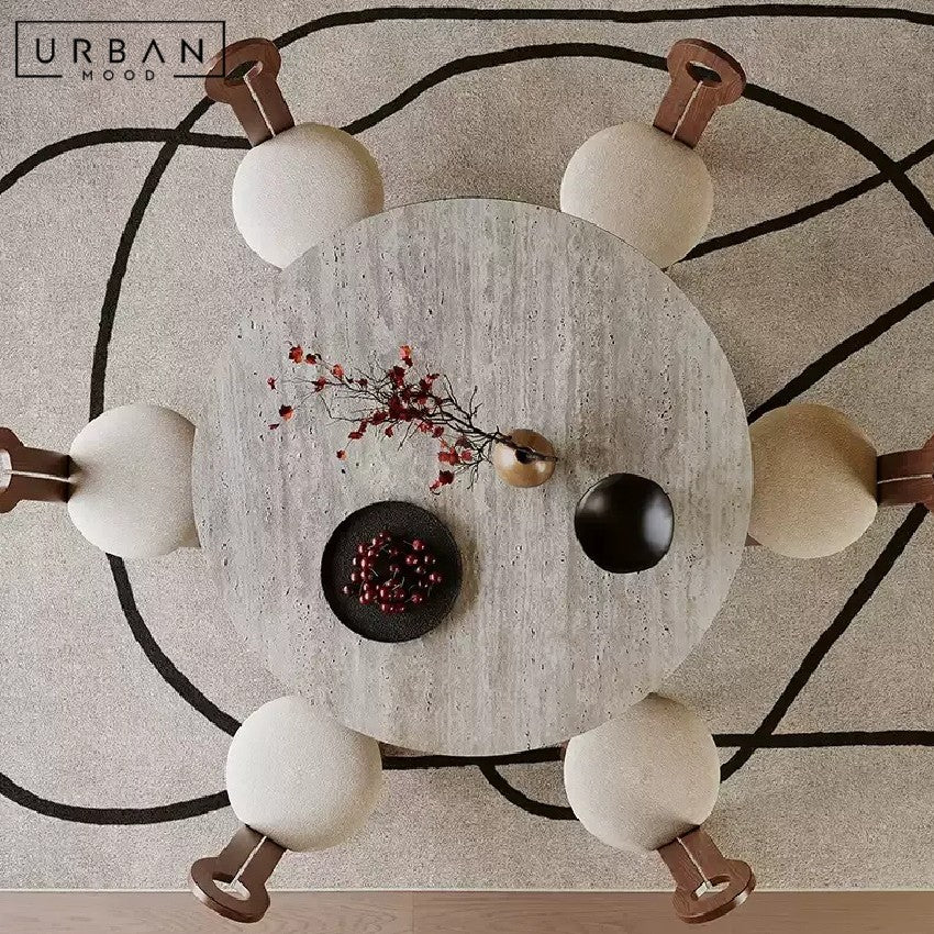 RIEDEL Modern Travertine Round Dining Table