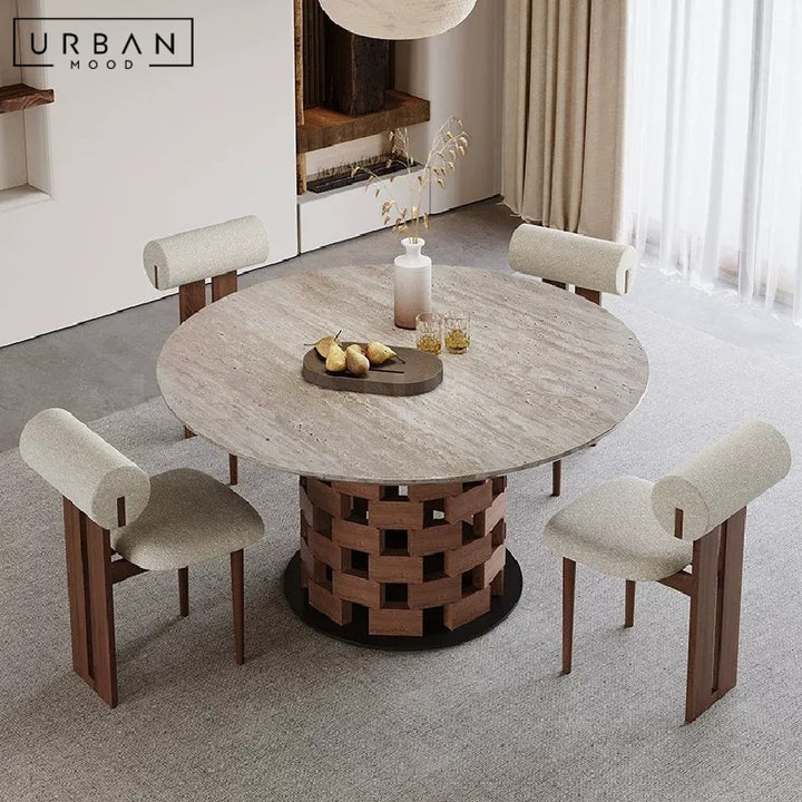 RIEDEL Modern Travertine Round Dining Table