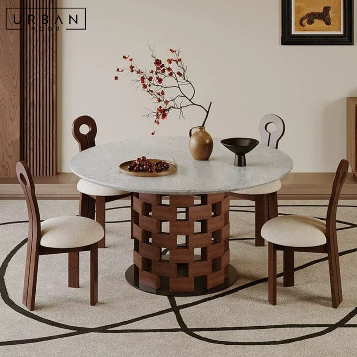 RIEDEL Modern Travertine Round Dining Table