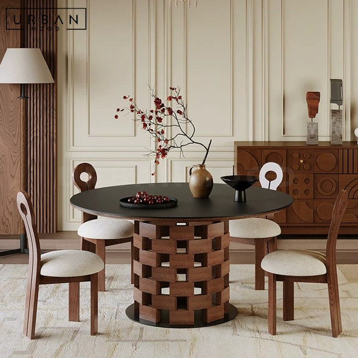 RIEDEL Modern Travertine Round Dining Table
