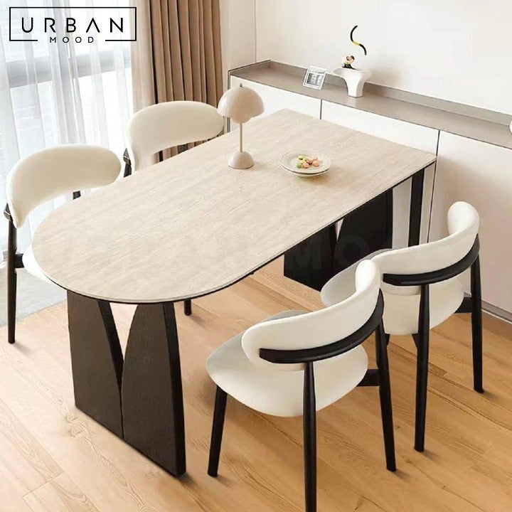 RIKKE Modern Travertine Dining Table