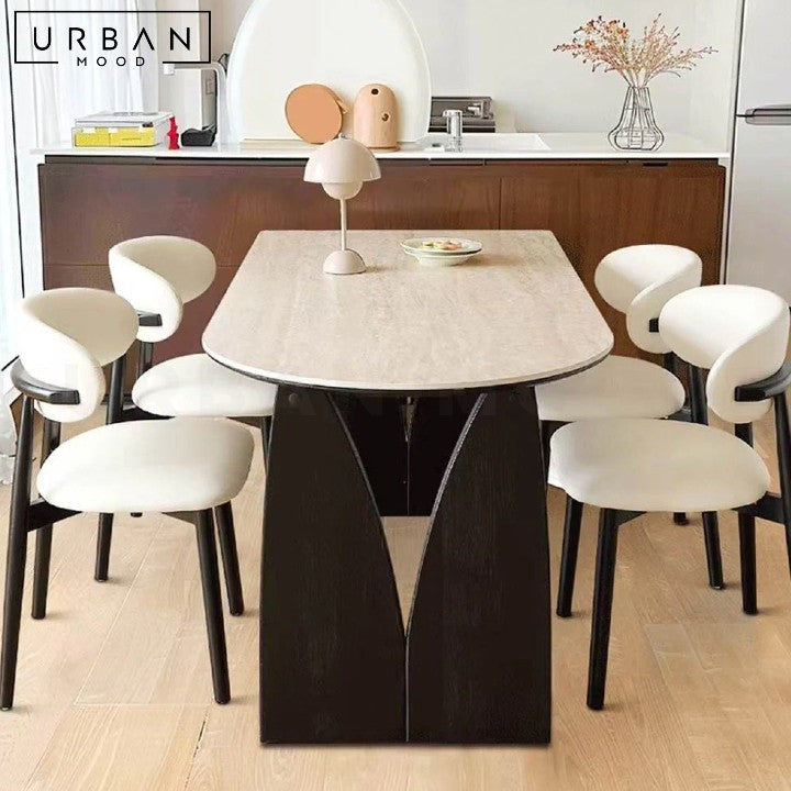 RIKKE Modern Travertine Dining Table