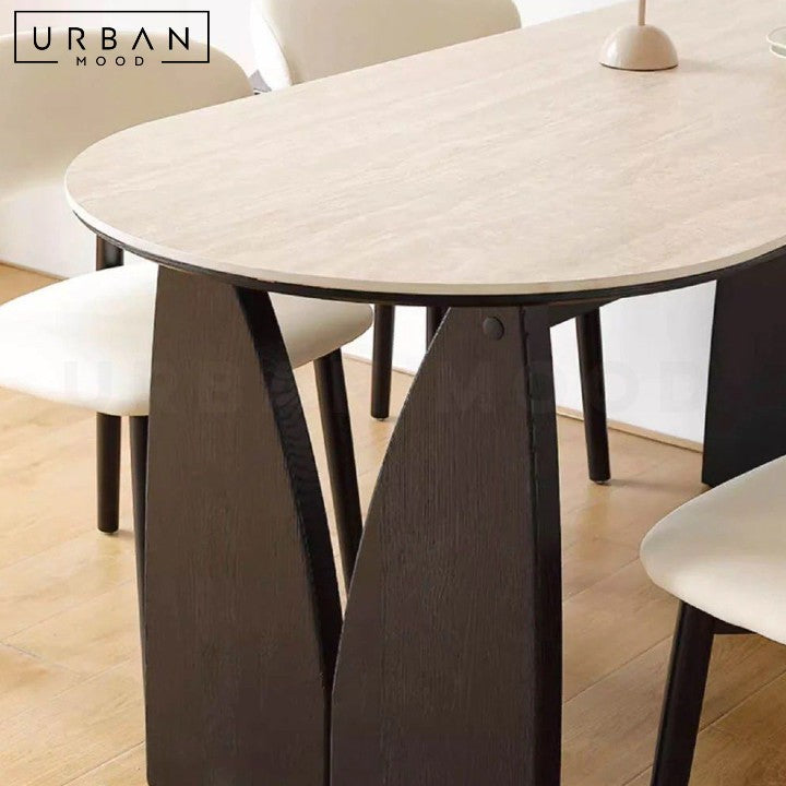 RIKKE Modern Travertine Dining Table