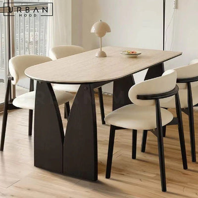 RIKKE Modern Travertine Dining Table