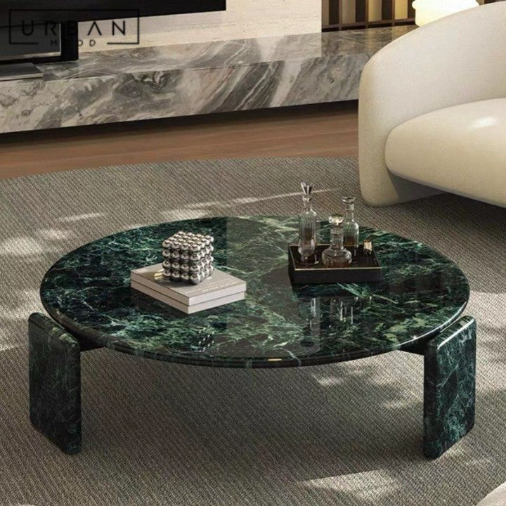 RINNE Modern Round Marble Coffee Table