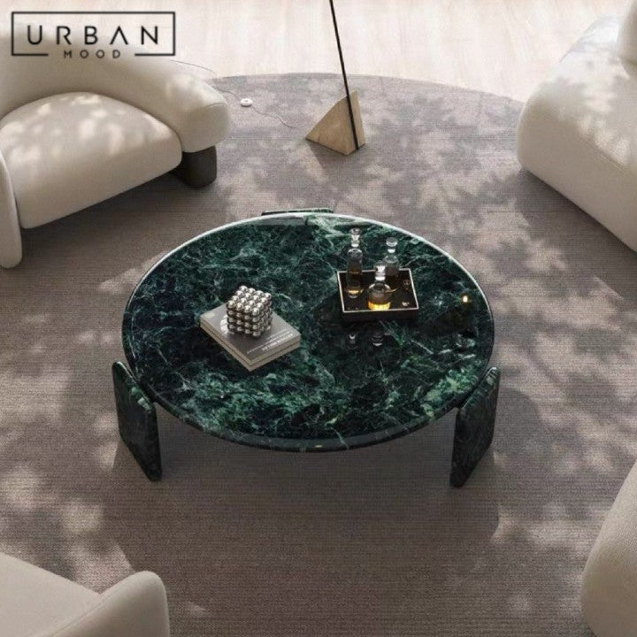 RINNE Modern Round Marble Coffee Table