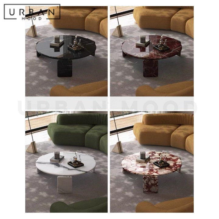 RINNE Modern Round Marble Coffee Table