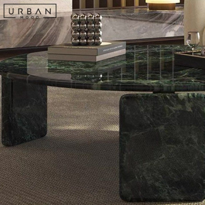 RINNE Modern Round Marble Coffee Table