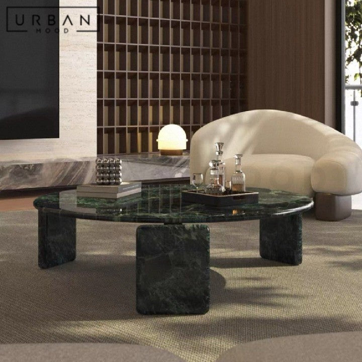 RINNE Modern Round Marble Coffee Table