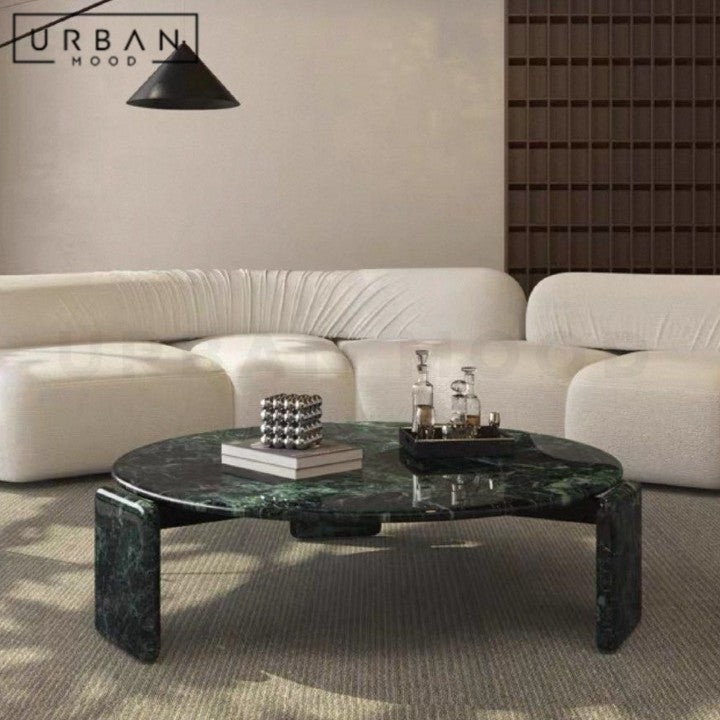 RINNE Modern Round Marble Coffee Table