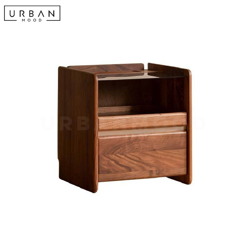 RIPPLE Modern Solid Wood Smart Bedside Table