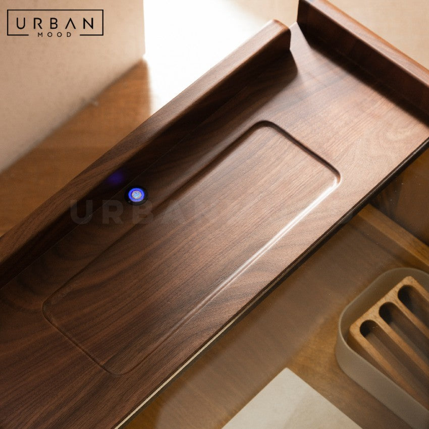 RIPPLE Modern Solid Wood Smart Bedside Table