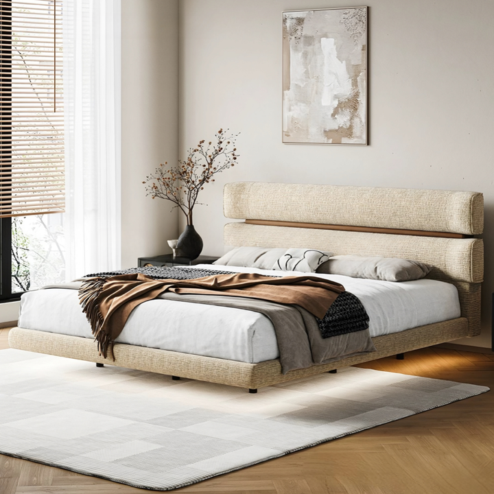 RIVON Modern Fabric Floating Bedframe - Urban Mood Singapore