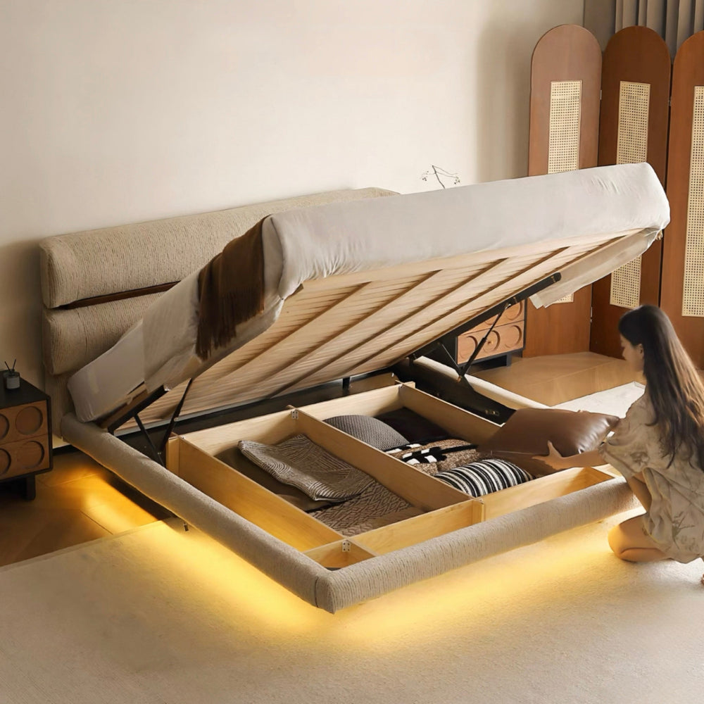 RIVON Modern Fabric Floating Bedframe - Urban Mood Singapore