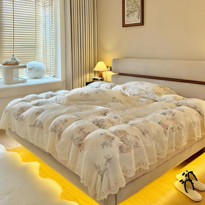 RIVON Modern Fabric Floating Bedframe - Urban Mood Singapore