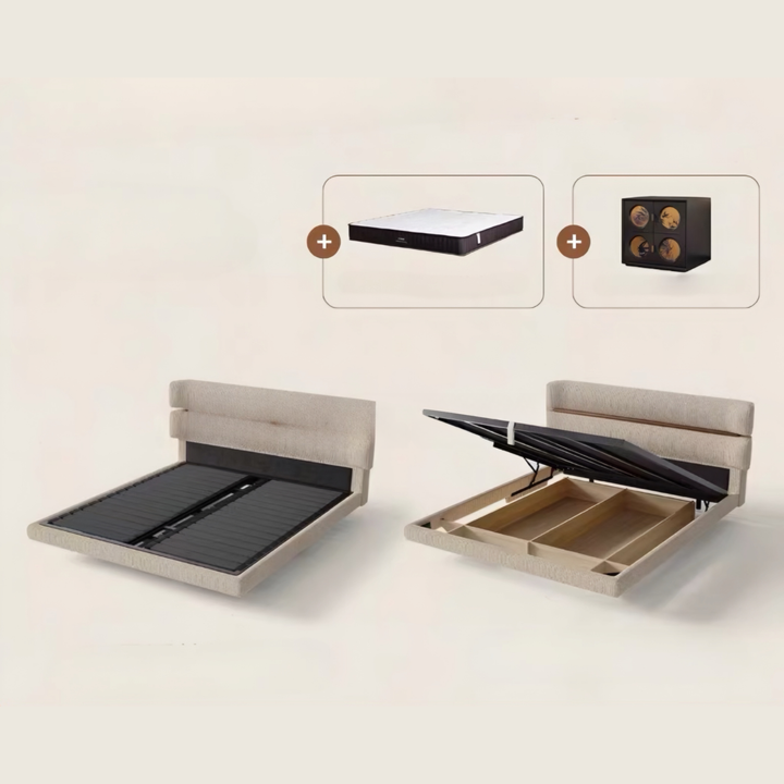 RIVON Modern Fabric Floating Bedframe - Urban Mood Singapore