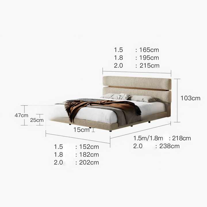 RIVON Modern Fabric Floating Bedframe - Urban Mood Singapore