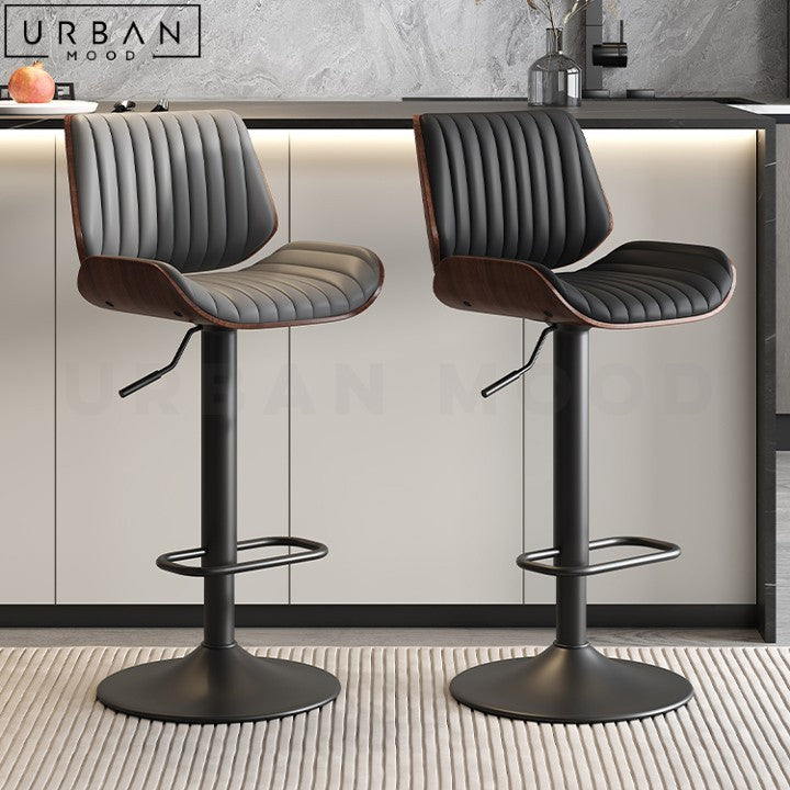 ROBINS Modern Leather Swivel Bar Stool