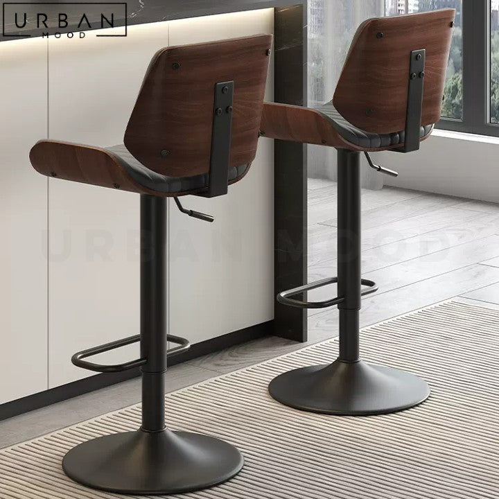 ROBINS Modern Leather Swivel Bar Stool