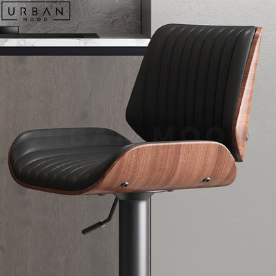 ROBINS Modern Leather Swivel Bar Stool