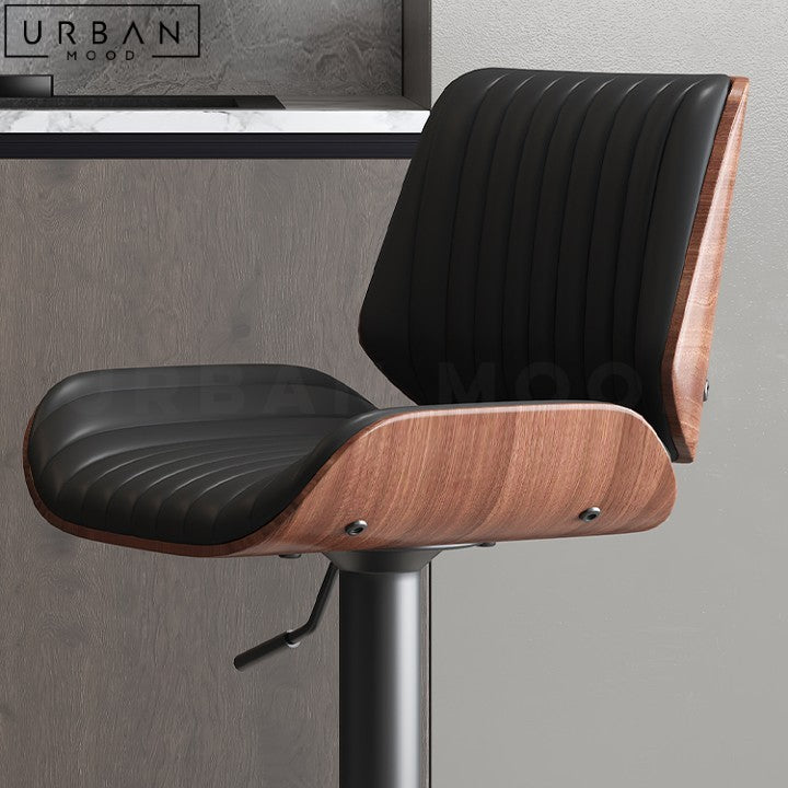 ROBINS Modern Leather Swivel Bar Stool