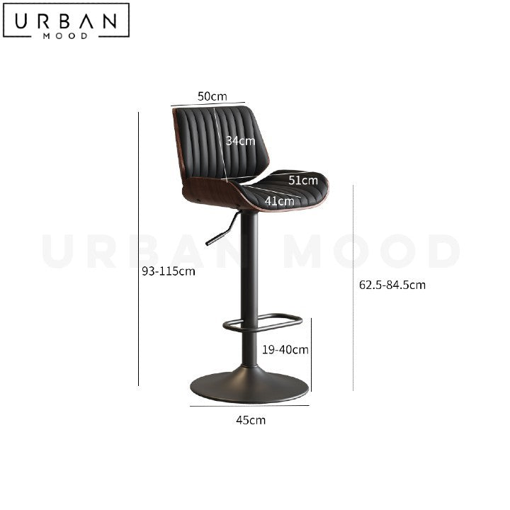 ROBINS Modern Leather Swivel Bar Stool