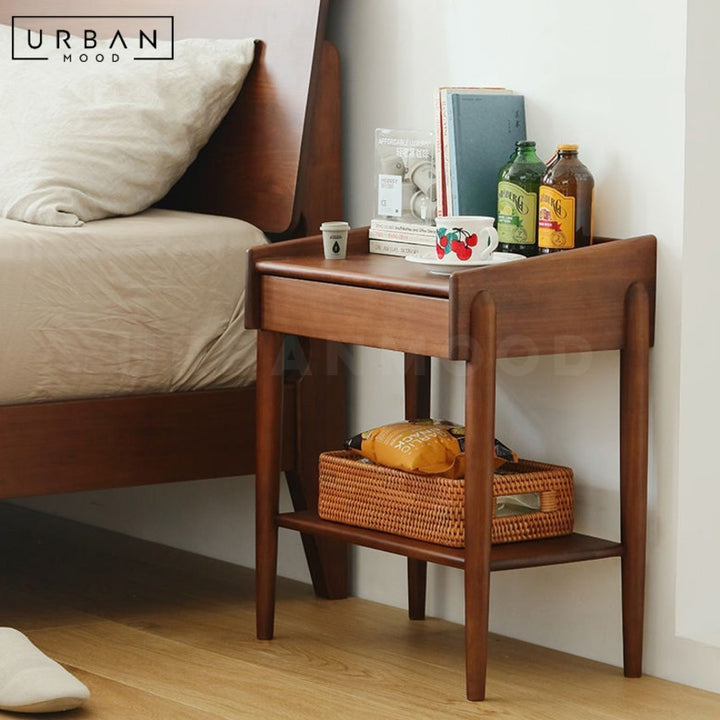 ROCHELLE Rustic Solid Wood Bedside Table