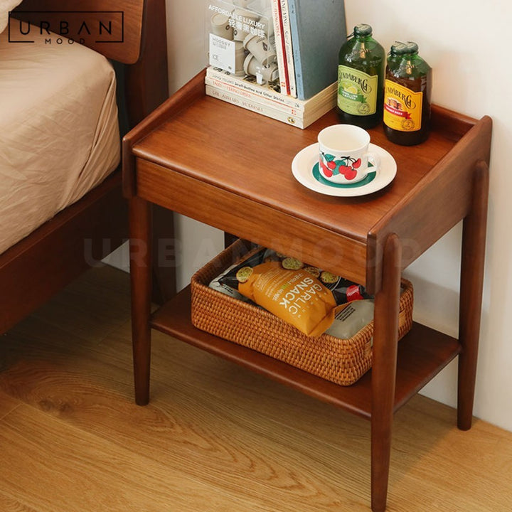 ROCHELLE Rustic Solid Wood Bedside Table