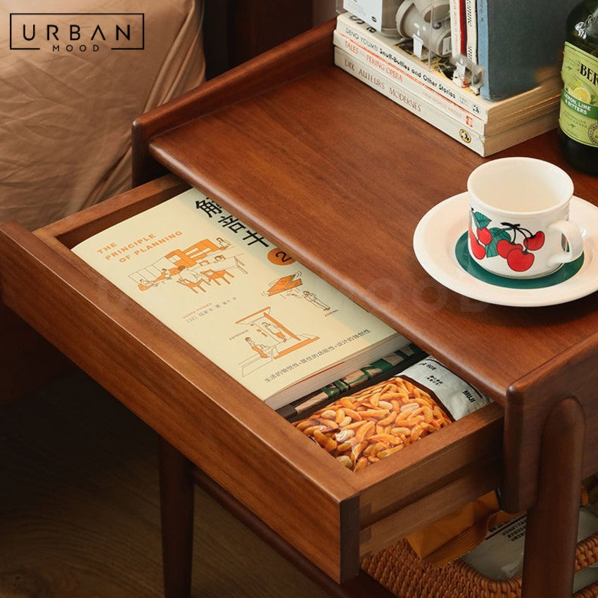 ROCHELLE Rustic Solid Wood Bedside Table