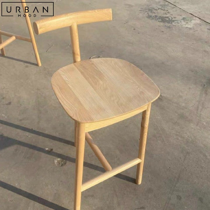 ROMANA Modern Solid Wood Bar Stool