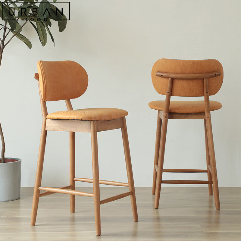 ROMANE Japandi Solid Wood Bar Stool