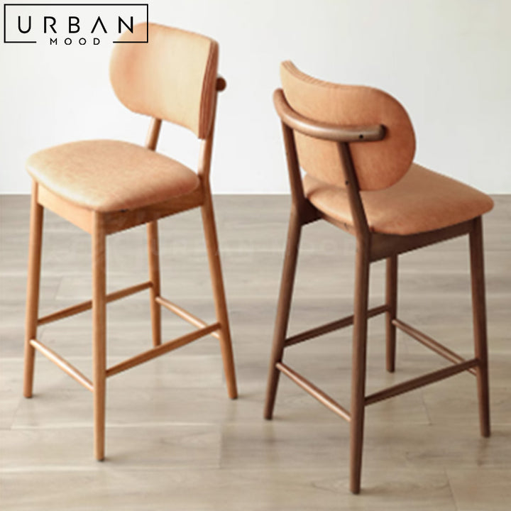 ROMANE Japandi Solid Wood Bar Stool