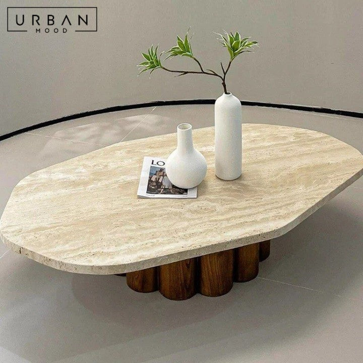 ROSAS Modern Travertine Coffee Table