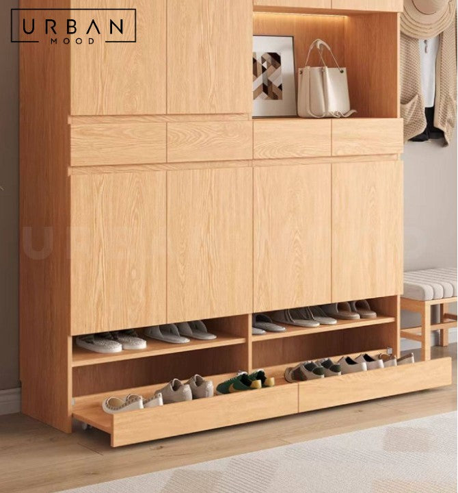 ROXAS Modern Solid Wood Oak Shoe Cabinet