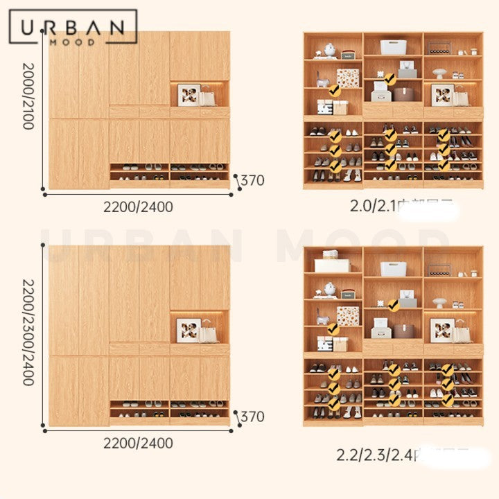 ROXAS Modern Solid Wood Oak Shoe Cabinet