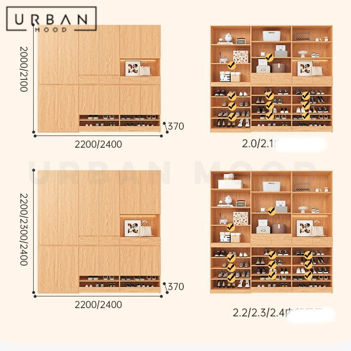 ROXAS Modern Solid Wood Oak Shoe Cabinet