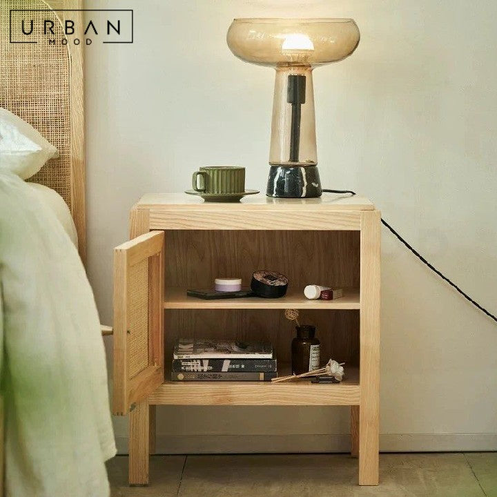 RUEDA Scandinavian Rattan Bedside Table