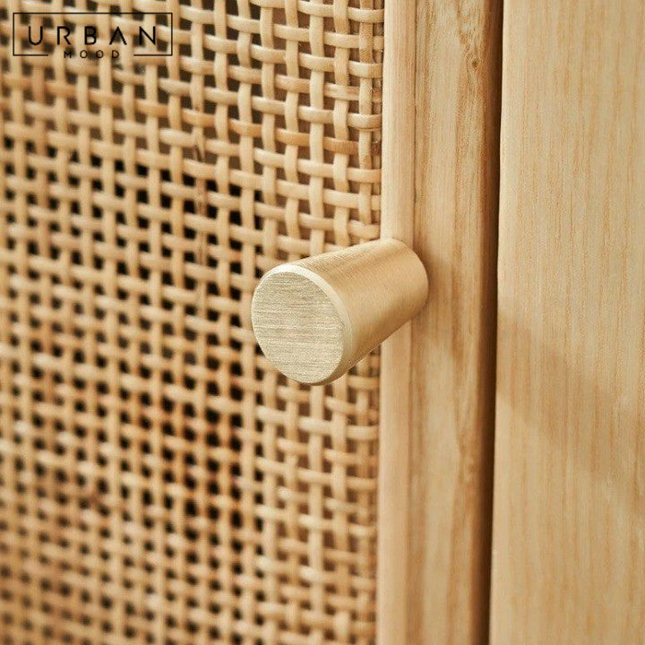 RUEDA Scandinavian Rattan Bedside Table