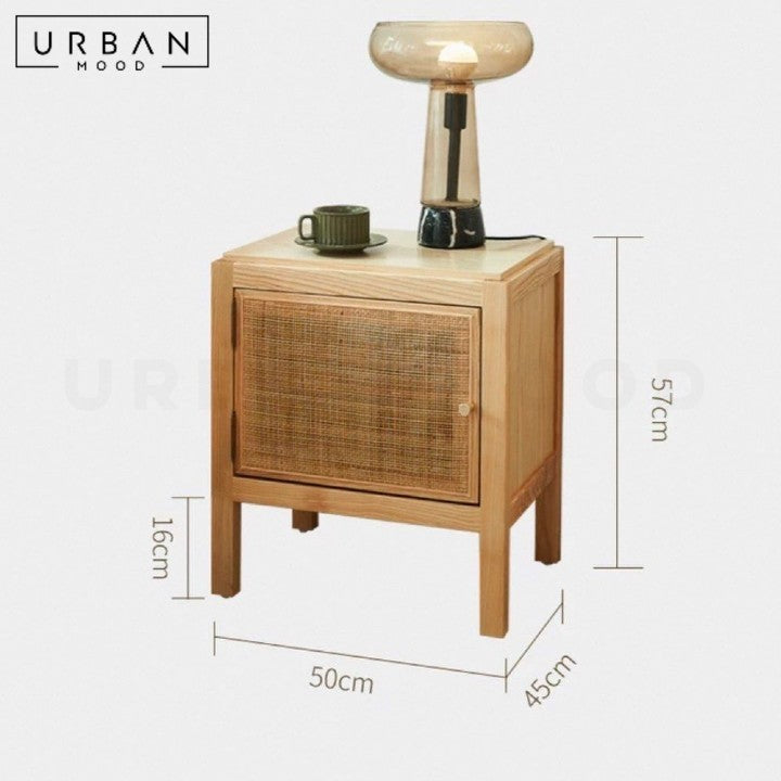 RUEDA Scandinavian Rattan Bedside Table