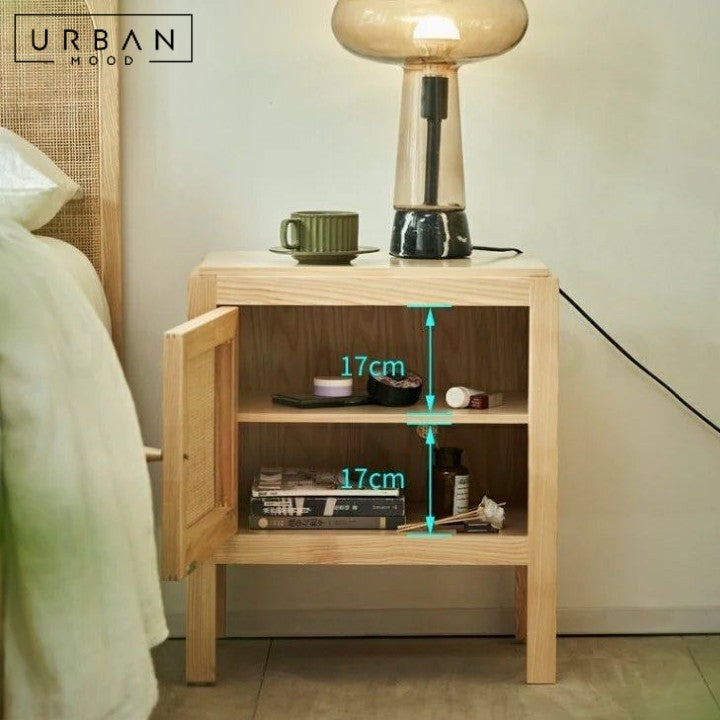 RUEDA Scandinavian Rattan Bedside Table