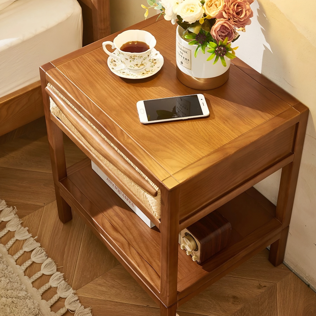 RYDEN Japandi Solid Wood Bedside Table - Urban Mood Singapore