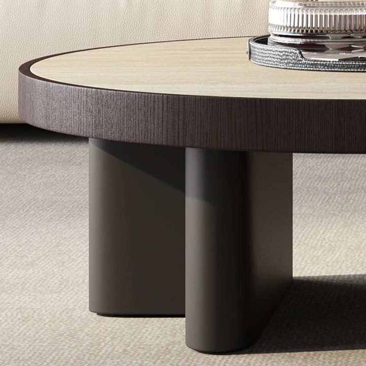 RYVANO Modern Travertine Round Coffee Table Set - Urban Mood Singapore