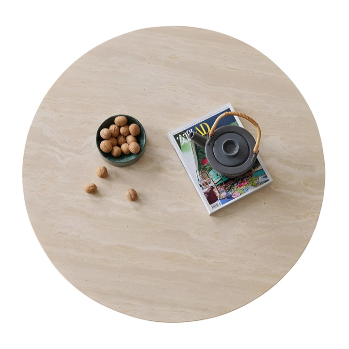 RYVANO Modern Travertine Round Coffee Table Set - Urban Mood Singapore