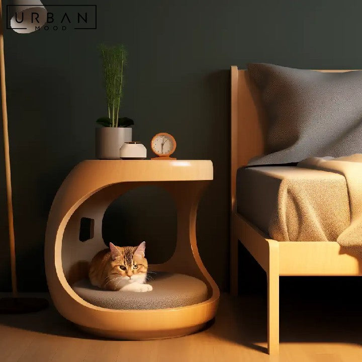 SABINA Solid Wood Cat Side Table