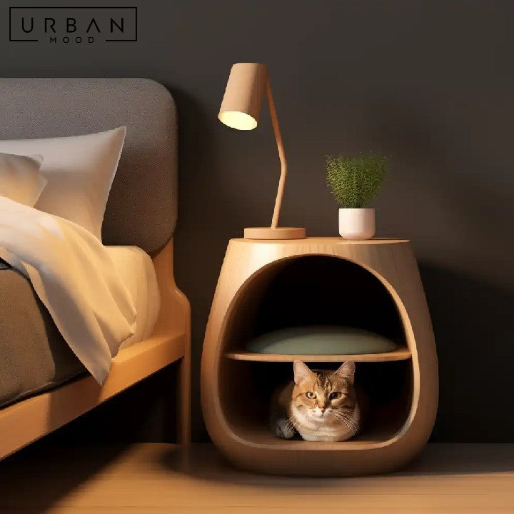 SABINA Solid Wood Cat Side Table