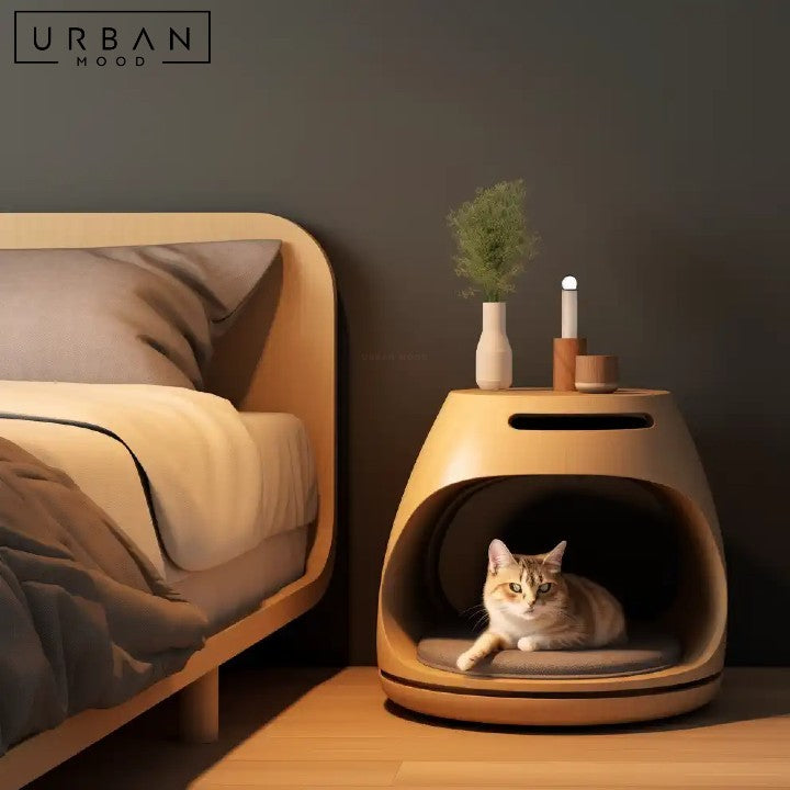 SABINA Solid Wood Cat Side Table