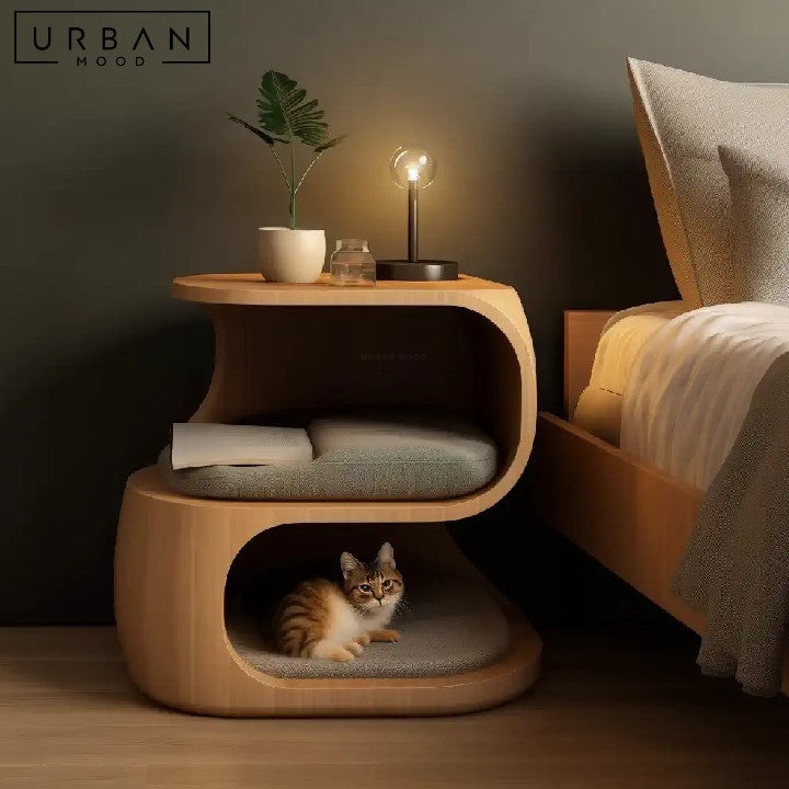 SABINA Solid Wood Cat Side Table