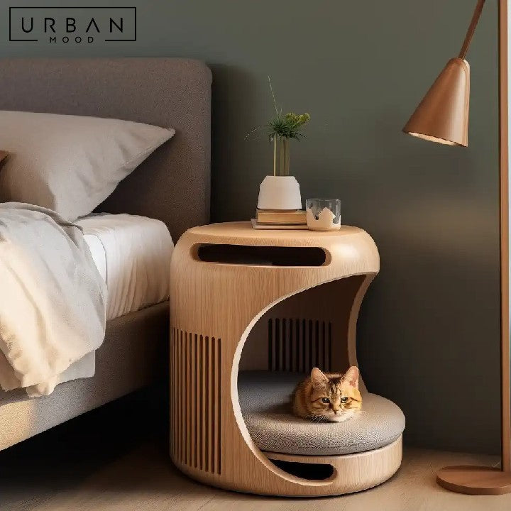 SABINA Solid Wood Cat Side Table