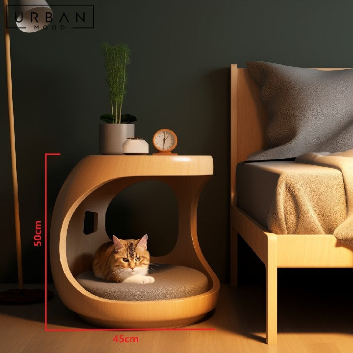 SABINA Solid Wood Cat Side Table